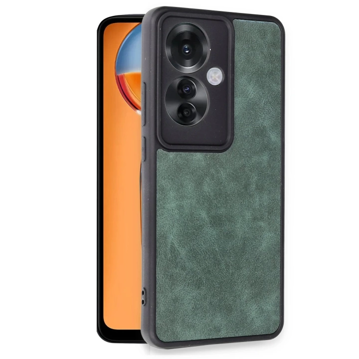 BFS  Oppo Reno 11F Kılıf Aras Deri Kapak - Koyu Yeşil
