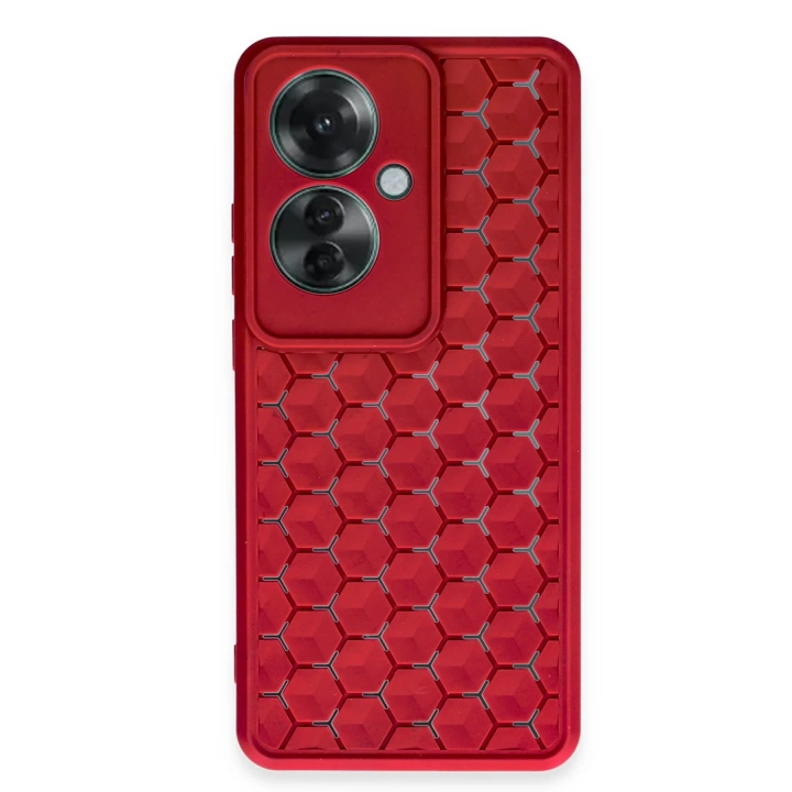 BFS  Oppo Reno 11F Kılıf Petek Silikon Kapak - Kırmızı