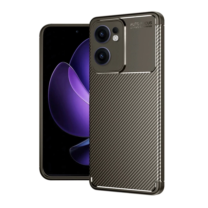 BFS  Oppo Reno 13F Kılıf Auto Focus Karbon Kapak - Kahverengi
