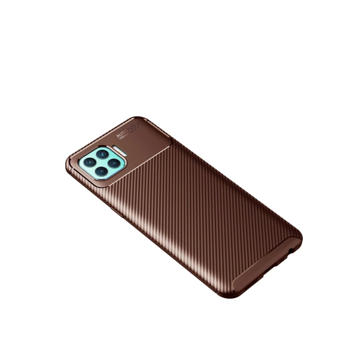 BFS  Oppo Reno 4 Lite Kılıf Auto Focus Karbon Kapak - Kahverengi