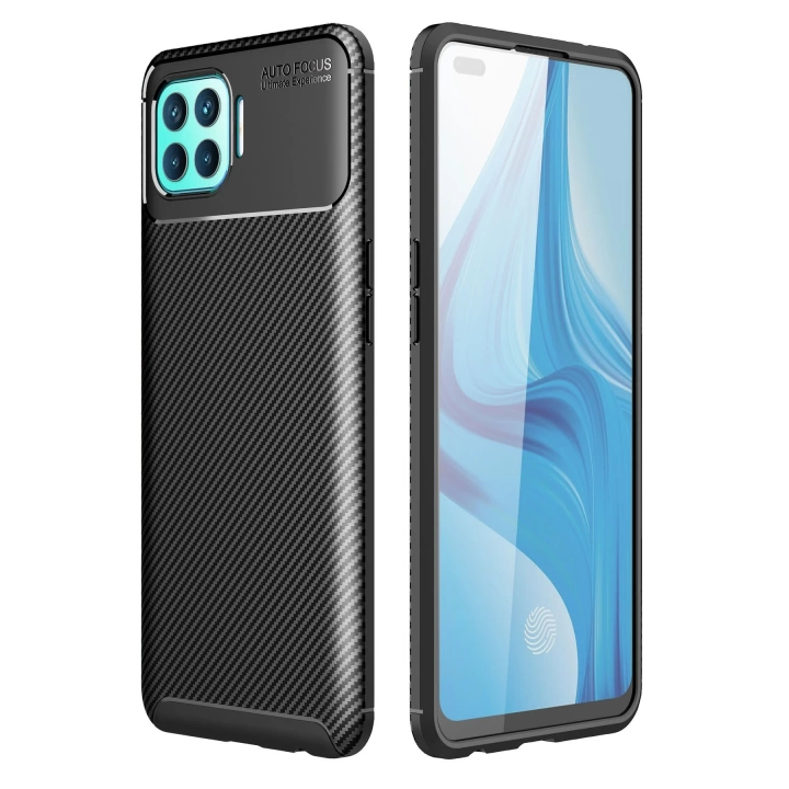 BFS  Oppo Reno 4 Lite Kılıf Auto Focus Karbon Kapak - Siyah