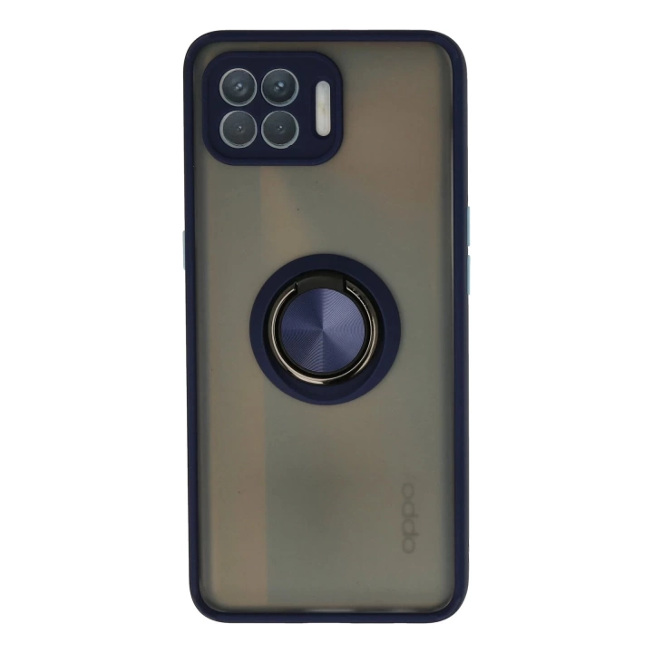 BFS  Oppo Reno 4 Lite Kılıf Montreal Yüzüklü Silikon Kapak - Lacivert