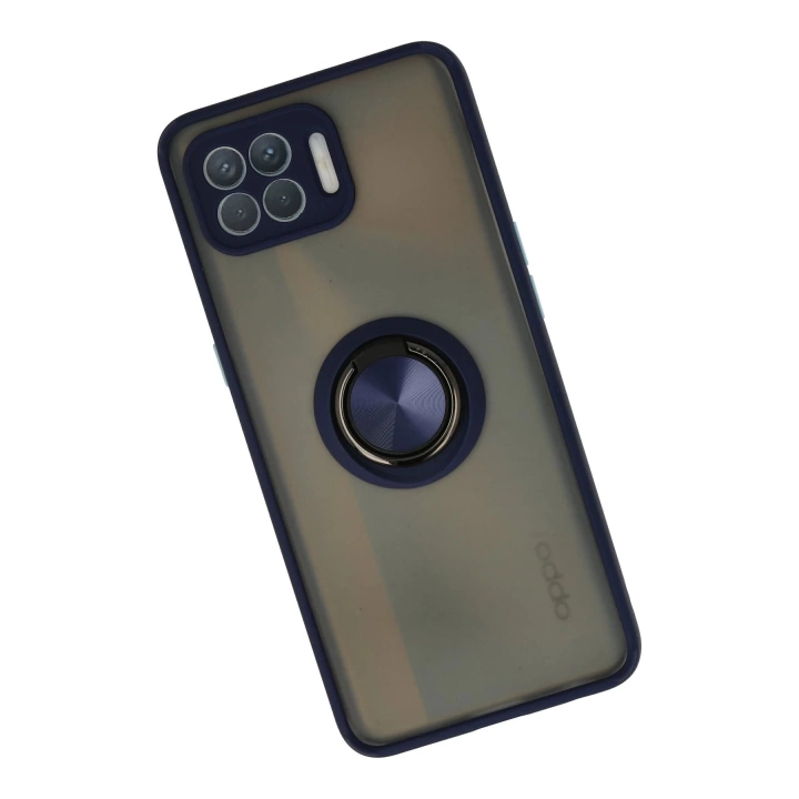 BFS  Oppo Reno 4 Lite Kılıf Montreal Yüzüklü Silikon Kapak - Lacivert