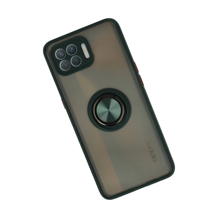 BFS  Oppo Reno 4 Lite Kılıf Montreal Yüzüklü Silikon Kapak - Yeşil