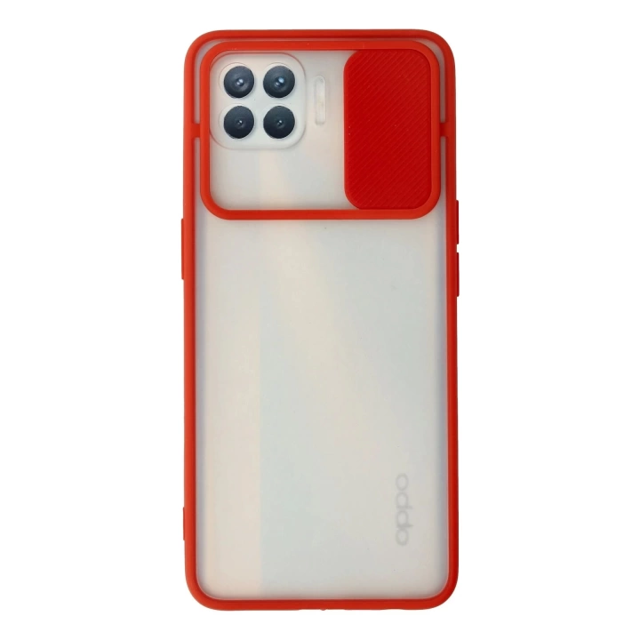 BFS  Oppo Reno 4 Lite Kılıf Palm Buzlu Kamera Sürgülü Silikon - Kırmızı