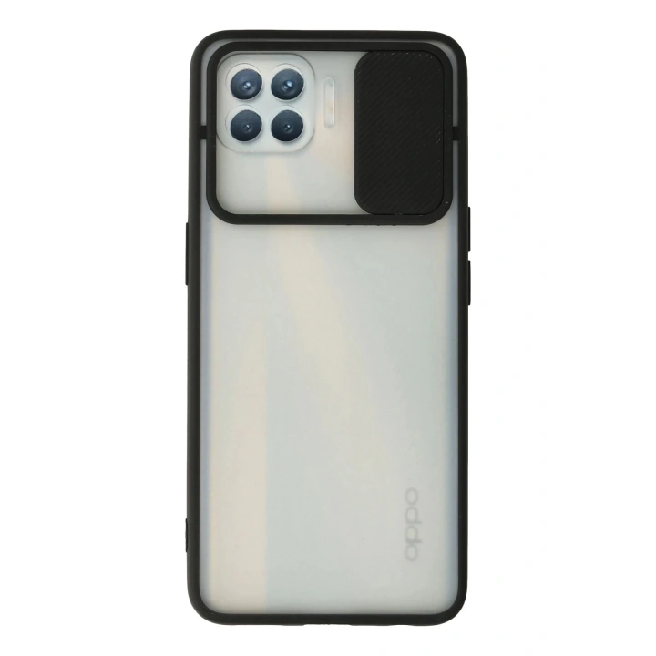 BFS  Oppo Reno 4 Lite Kılıf Palm Buzlu Kamera Sürgülü Silikon - Siyah