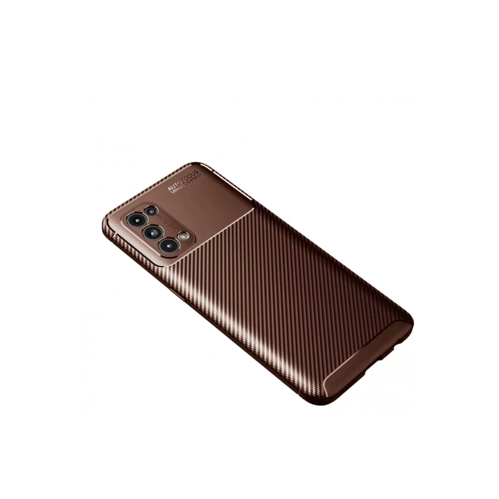 BFS  Oppo Reno 5 Kılıf Auto Focus Karbon Kapak - Kahverengi