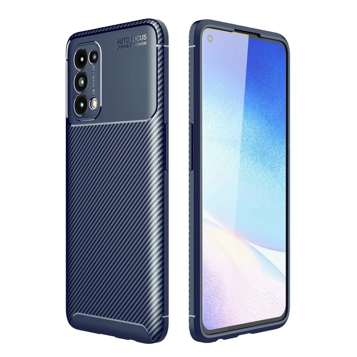 BFS  Oppo Reno 5 Kılıf Auto Focus Karbon Kapak - Lacivert