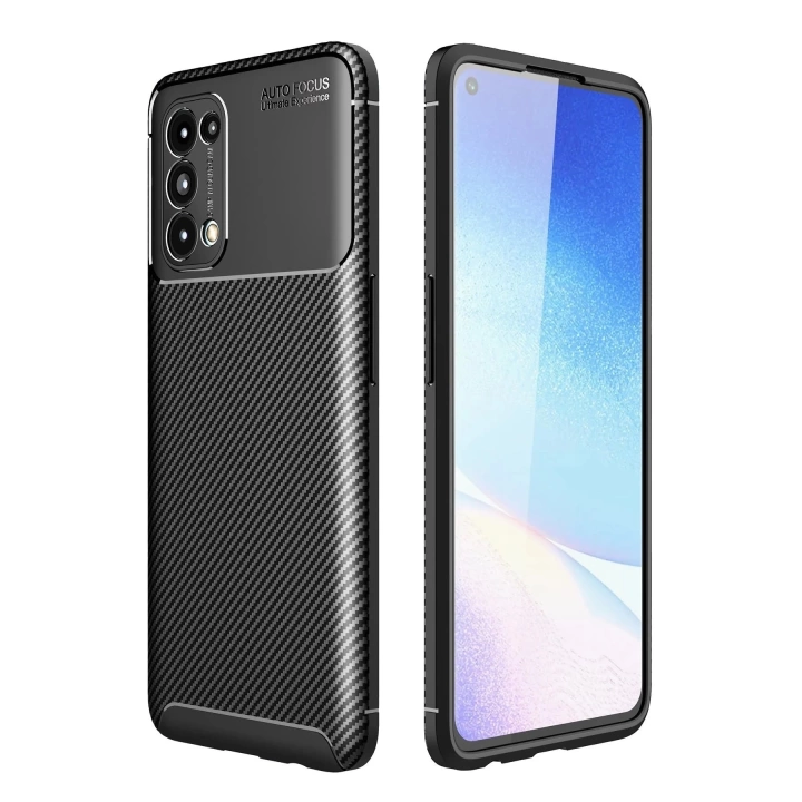 BFS  Oppo Reno 5 Kılıf Auto Focus Karbon Kapak - Siyah