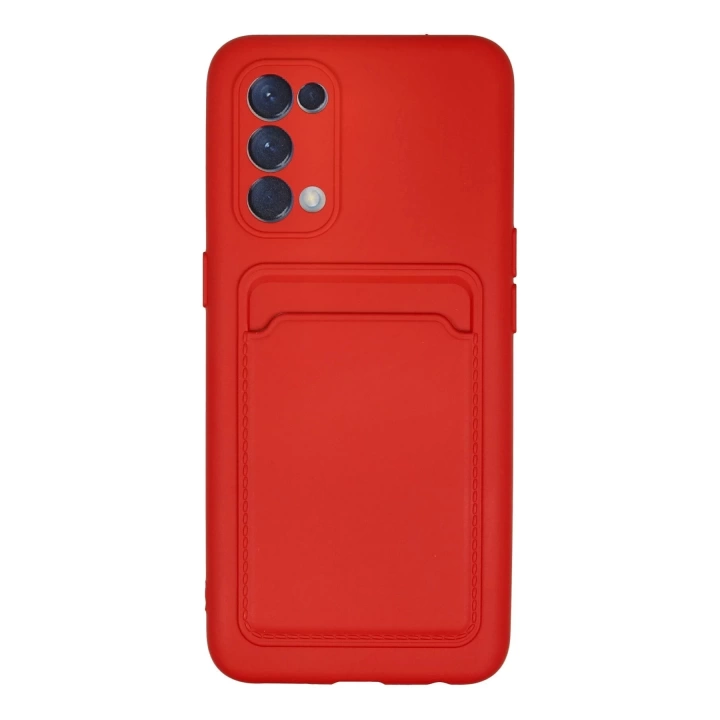 BFS  Oppo Reno 5 Kılıf Kelvin Kartvizitli Silikon - Kırmızı