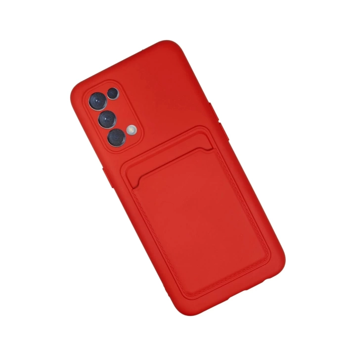 BFS  Oppo Reno 5 Kılıf Kelvin Kartvizitli Silikon - Kırmızı