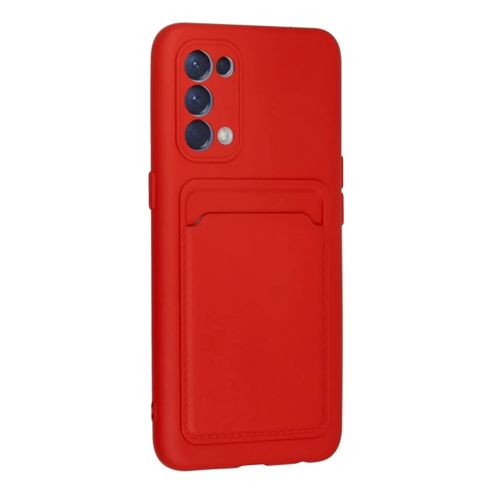 BFS  Oppo Reno 5 Kılıf Kelvin Kartvizitli Silikon - Kırmızı