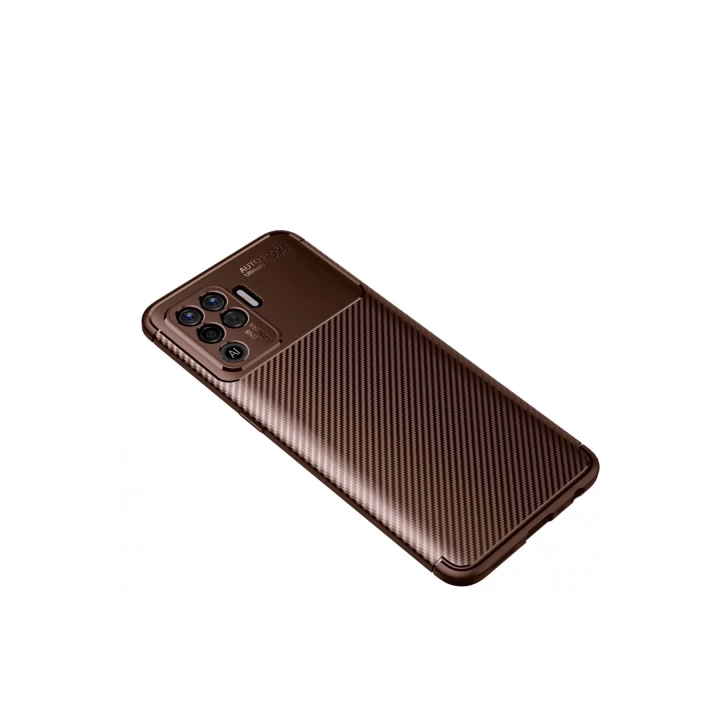 BFS  Oppo Reno 5 Lite Kılıf Auto Focus Karbon Kapak - Kahverengi