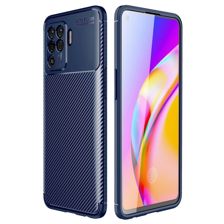 BFS  Oppo Reno 5 Lite Kılıf Auto Focus Karbon Kapak - Lacivert