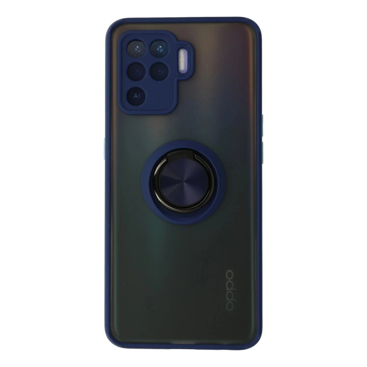BFS  Oppo Reno 5 Lite Kılıf Montreal Yüzüklü Silikon Kapak - Lacivert