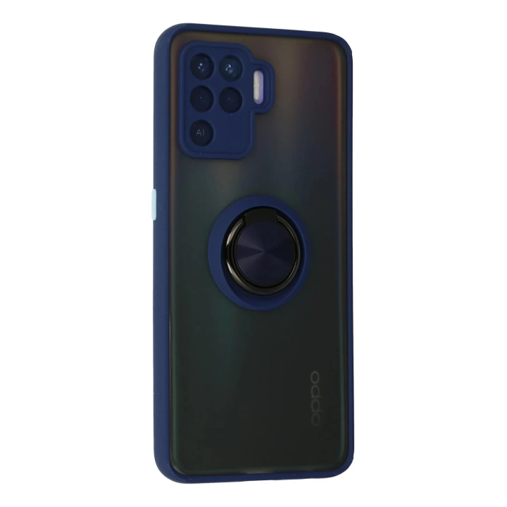 BFS  Oppo Reno 5 Lite Kılıf Montreal Yüzüklü Silikon Kapak - Lacivert