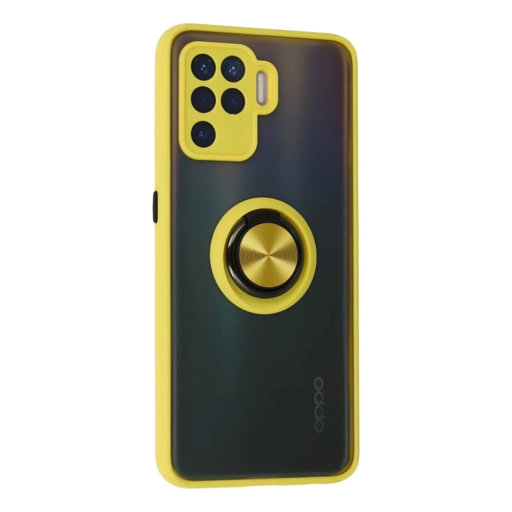 BFS  Oppo Reno 5 Lite Kılıf Montreal Yüzüklü Silikon Kapak - Sarı