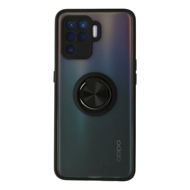 BFS  Oppo Reno 5 Lite Kılıf Montreal Yüzüklü Silikon Kapak - Siyah