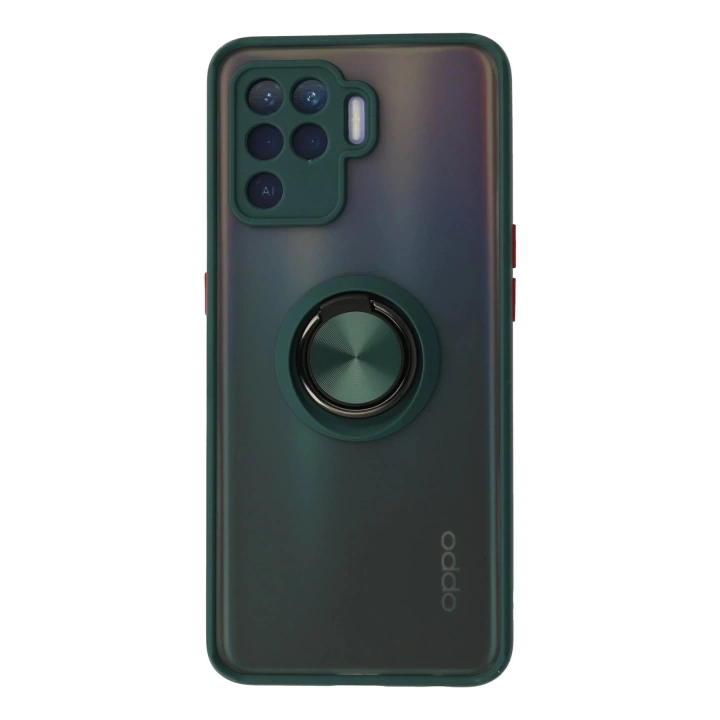 BFS  Oppo Reno 5 Lite Kılıf Montreal Yüzüklü Silikon Kapak - Yeşil