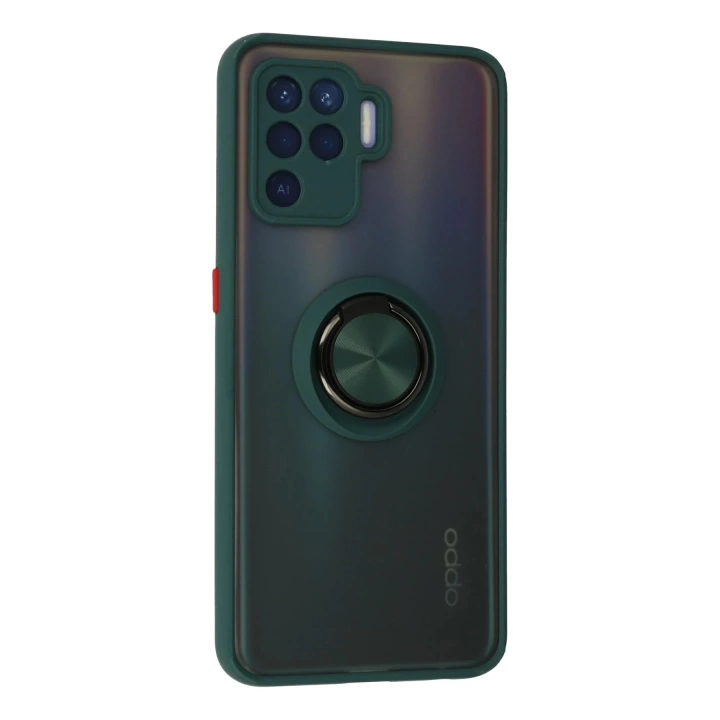 BFS  Oppo Reno 5 Lite Kılıf Montreal Yüzüklü Silikon Kapak - Yeşil