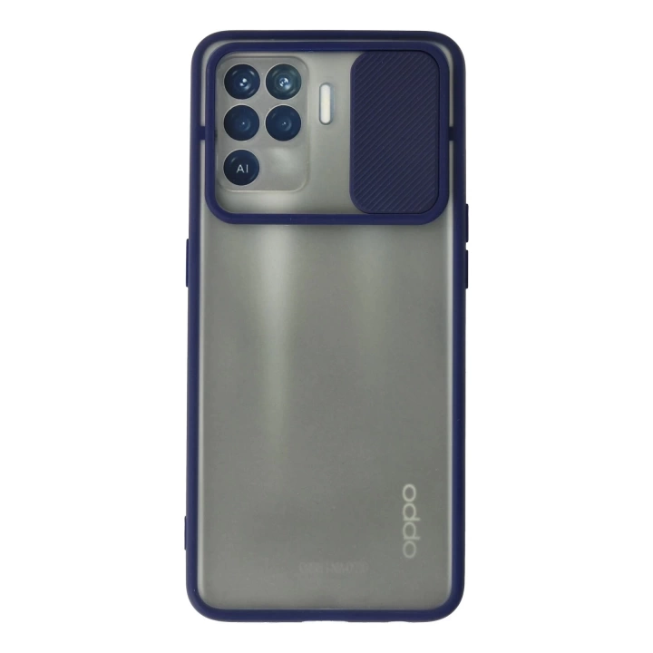 BFS  Oppo Reno 5 Lite Kılıf Palm Buzlu Kamera Sürgülü Silikon - Lacivert