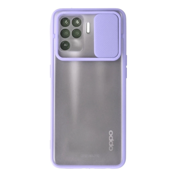 BFS  Oppo Reno 5 Lite Kılıf Palm Buzlu Kamera Sürgülü Silikon - Lila