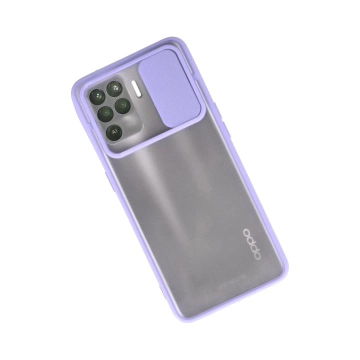 BFS  Oppo Reno 5 Lite Kılıf Palm Buzlu Kamera Sürgülü Silikon - Lila