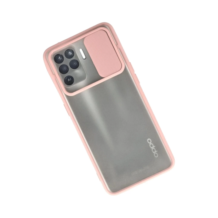 BFS  Oppo Reno 5 Lite Kılıf Palm Buzlu Kamera Sürgülü Silikon - Pembe