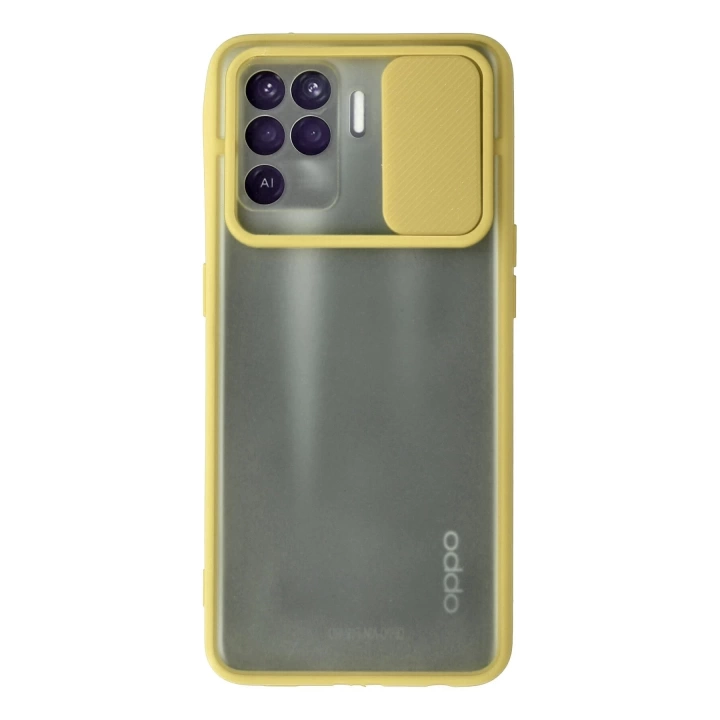 BFS  Oppo Reno 5 Lite Kılıf Palm Buzlu Kamera Sürgülü Silikon - Sarı