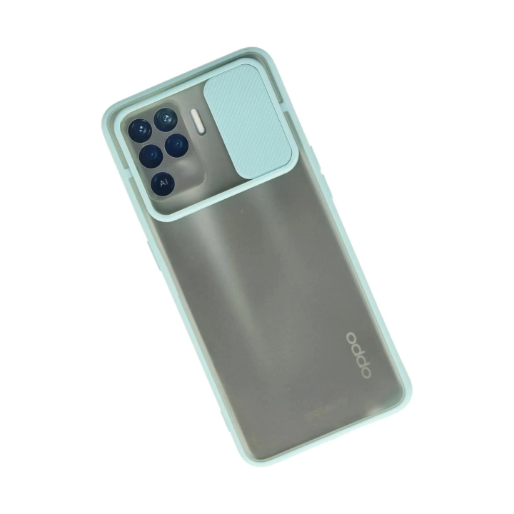 BFS  Oppo Reno 5 Lite Kılıf Palm Buzlu Kamera Sürgülü Silikon - Turkuaz