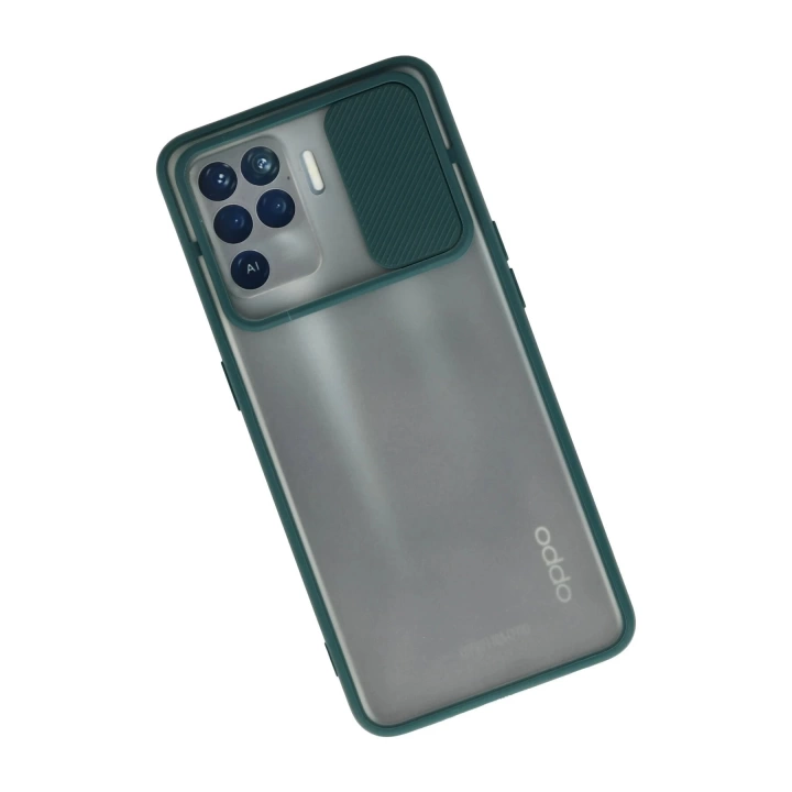 BFS  Oppo Reno 5 Lite Kılıf Palm Buzlu Kamera Sürgülü Silikon - Yeşil