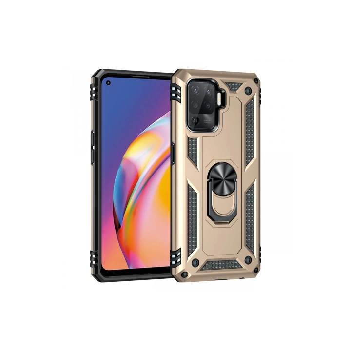 BFS  Oppo Reno 5 Lite Kılıf Sofya Yüzüklü Silikon Kapak - Gold