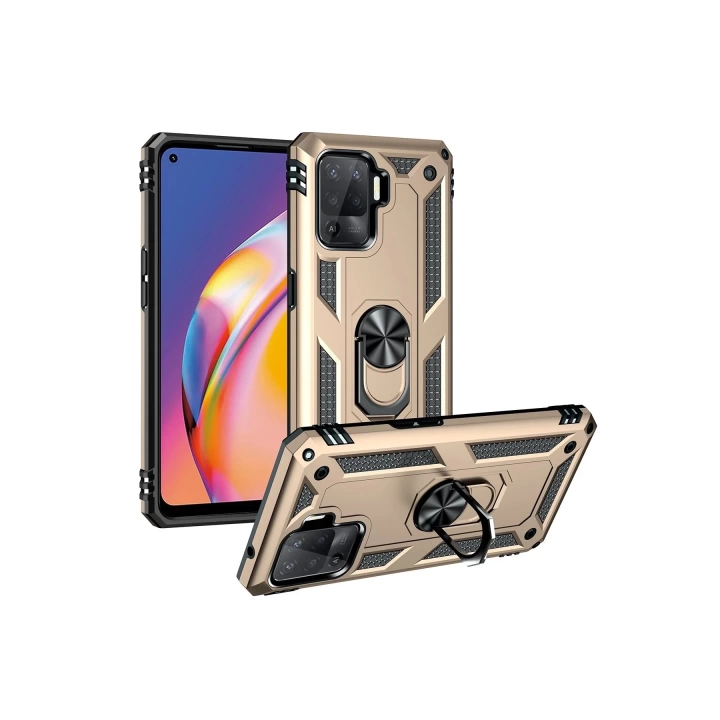 BFS  Oppo Reno 5 Lite Kılıf Sofya Yüzüklü Silikon Kapak - Gold