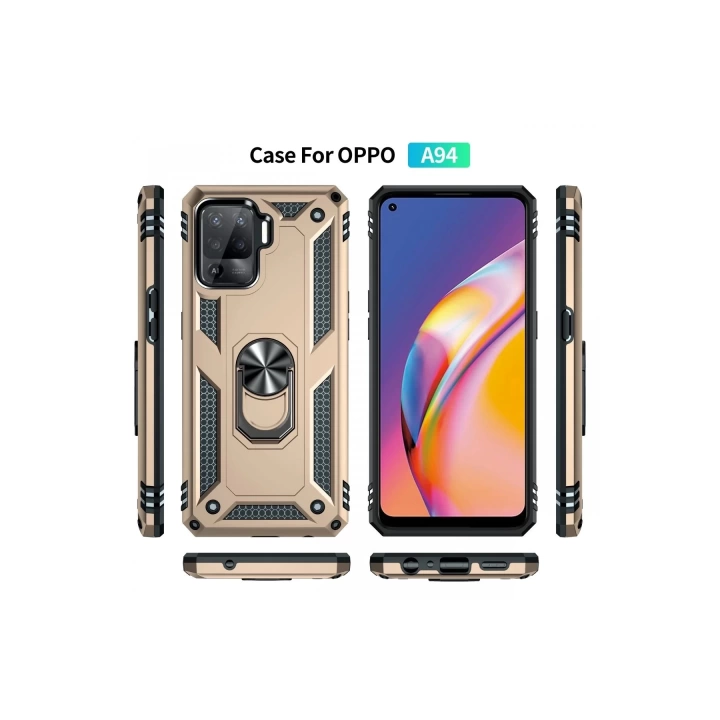 BFS  Oppo Reno 5 Lite Kılıf Sofya Yüzüklü Silikon Kapak - Gold