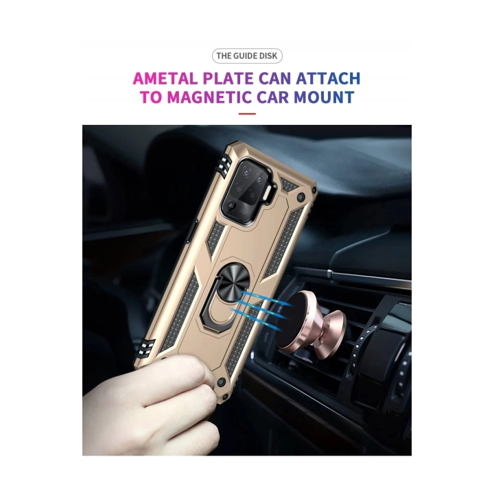 BFS  Oppo Reno 5 Lite Kılıf Sofya Yüzüklü Silikon Kapak - Gold