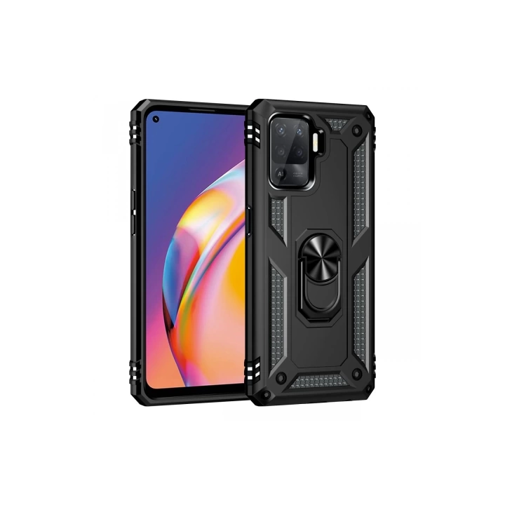 BFS  Oppo Reno 5 Lite Kılıf Sofya Yüzüklü Silikon Kapak - Siyah