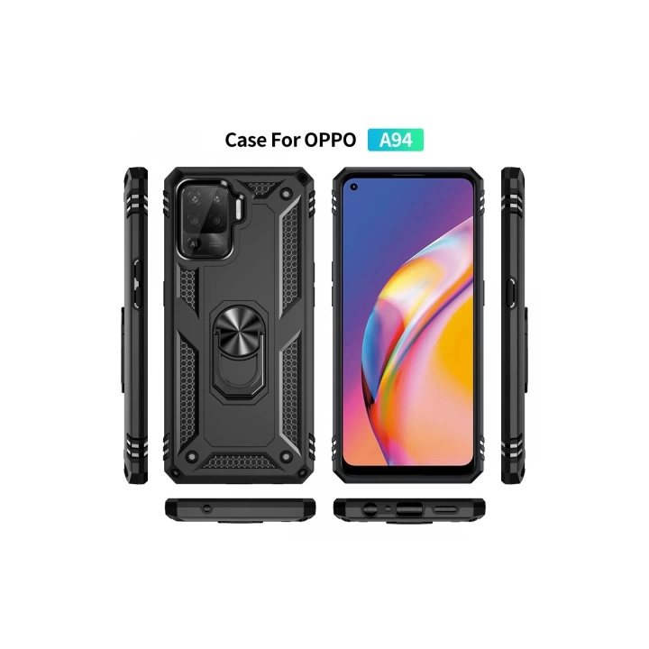 BFS  Oppo Reno 5 Lite Kılıf Sofya Yüzüklü Silikon Kapak - Siyah