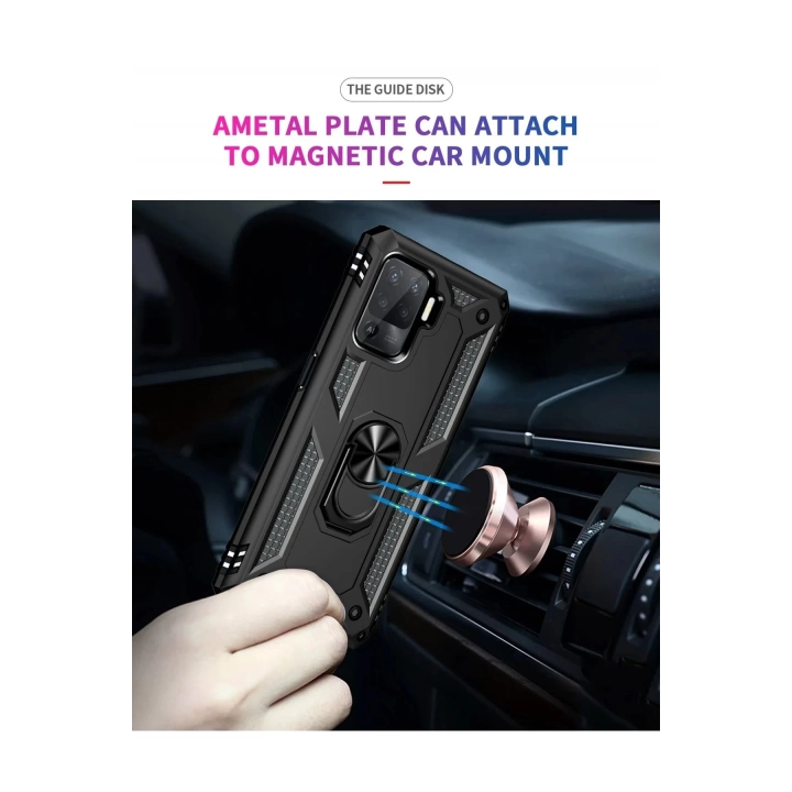 BFS  Oppo Reno 5 Lite Kılıf Sofya Yüzüklü Silikon Kapak - Siyah