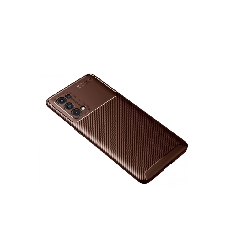 BFS  Oppo Reno 5 Pro Kılıf Auto Focus Karbon Kapak - Kahverengi