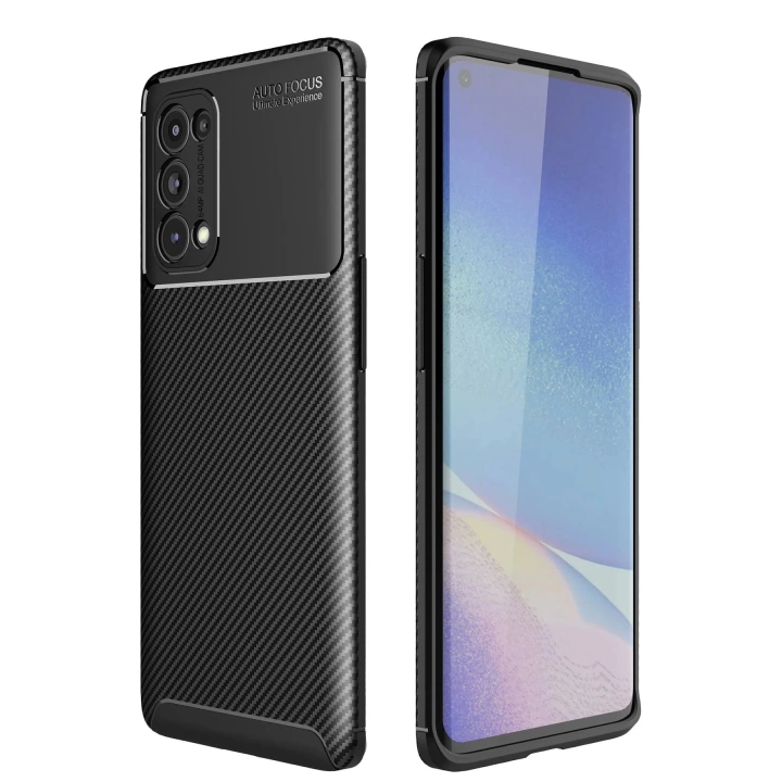 BFS  Oppo Reno 5 Pro Kılıf Auto Focus Karbon Kapak - Siyah