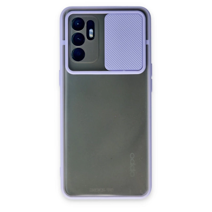 BFS  Oppo Reno 6 Kılıf Palm Buzlu Kamera Sürgülü Silikon - Lila