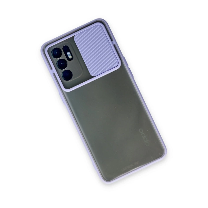 BFS  Oppo Reno 6 Kılıf Palm Buzlu Kamera Sürgülü Silikon - Lila