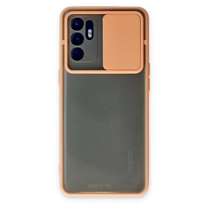 BFS  Oppo Reno 6 Kılıf Palm Buzlu Kamera Sürgülü Silikon - Pembe