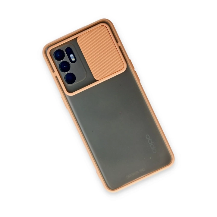 BFS  Oppo Reno 6 Kılıf Palm Buzlu Kamera Sürgülü Silikon - Pembe