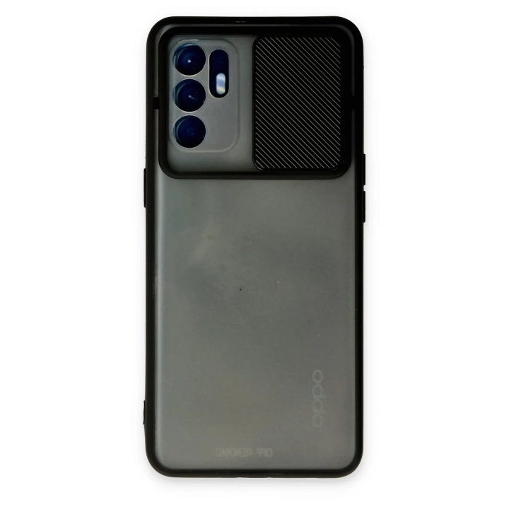 BFS  Oppo Reno 6 Kılıf Palm Buzlu Kamera Sürgülü Silikon - Siyah