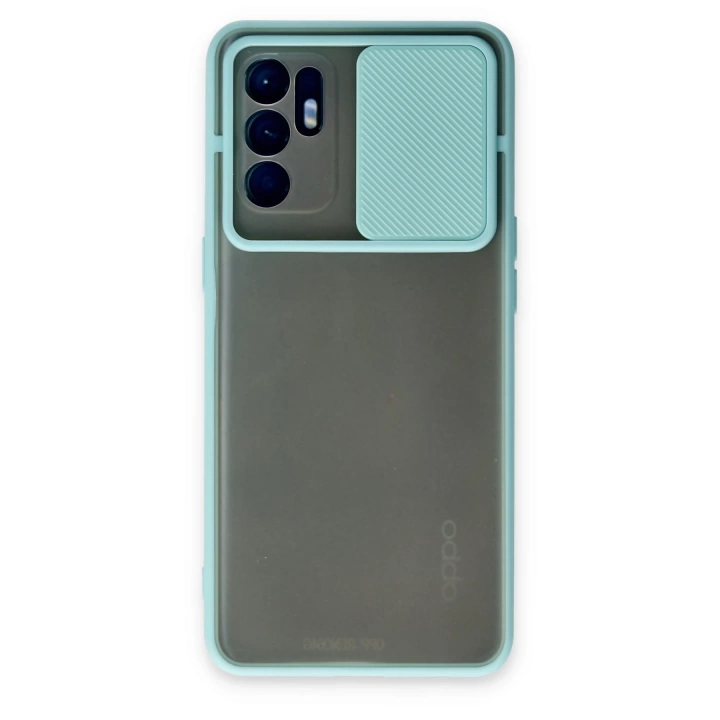 BFS  Oppo Reno 6 Kılıf Palm Buzlu Kamera Sürgülü Silikon - Turkuaz