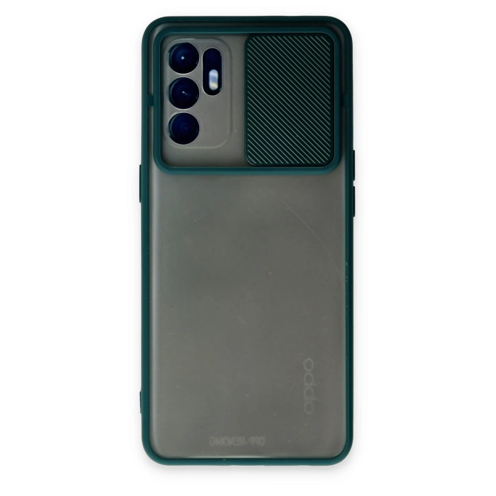 BFS  Oppo Reno 6 Kılıf Palm Buzlu Kamera Sürgülü Silikon - Yeşil