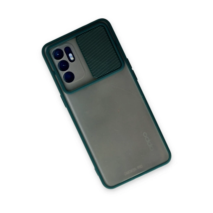 BFS  Oppo Reno 6 Kılıf Palm Buzlu Kamera Sürgülü Silikon - Yeşil