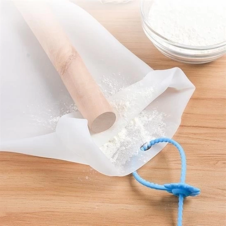 BFS  Orta Hamur Torbası Silikon Şeffaf Hamur Yoğurma Torbası Ekmek Makarna Mantı  Hamuru Kolay Yo