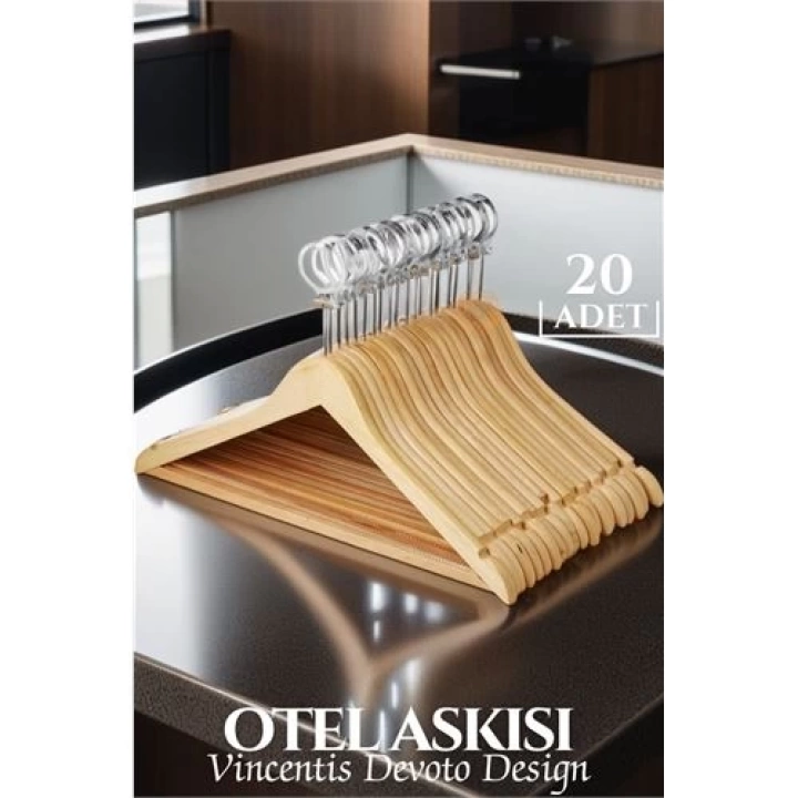 BFS  Otel Tip Askı 20 li Set Ahşap Vincentis Devoto Design